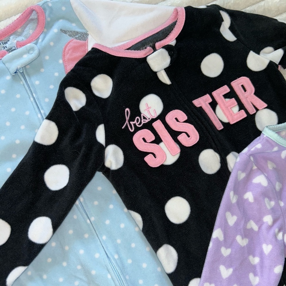 3 Piece Toddler Girl’s Size 3T Pajama Sleeper Bundle - Picture 3 of 7